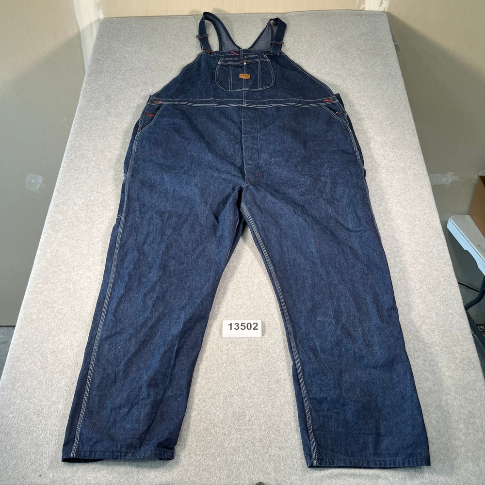 Red Kap Carpenter Bib Overalls Mens 56x32 Blue Denim Cotton Utility Workwear